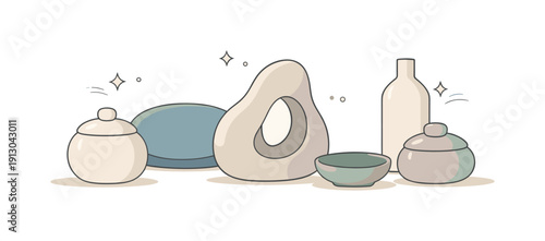 Ceramic decor objects. A few minimal ceramic i