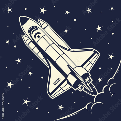 Sleek Space Shuttle Silhouette Ready for Launch