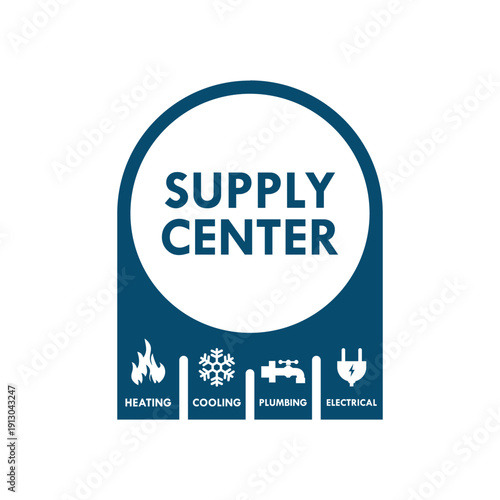 Supply center - heating, cooling,plumbing,electrical design logo template illustration