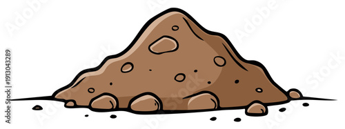 Cartoon dirt pile with pebbles illustration