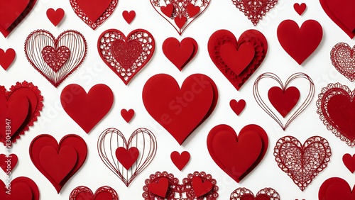 Artisan Red Heart Paper Cut Decorations: Crafted 3D Love Designs