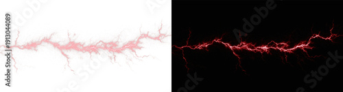 Cuadro en lienzo Vibrant red lightning bolts electrify backgrounds energetic discharge natural we
