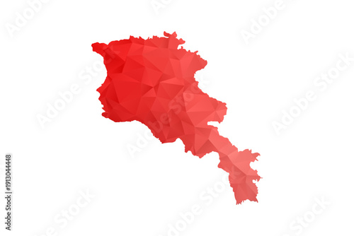 Armenia Map - Polygon Style Vector Illustration in Red Gradient, Low Poly Geometric Design, Isolated on White Background, Perfect for Infographics, Reports, and Educational Materials.