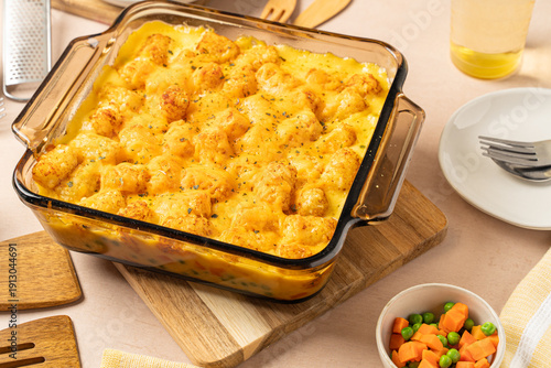 Cheesy and easy to make recipe. Tater tot casserole