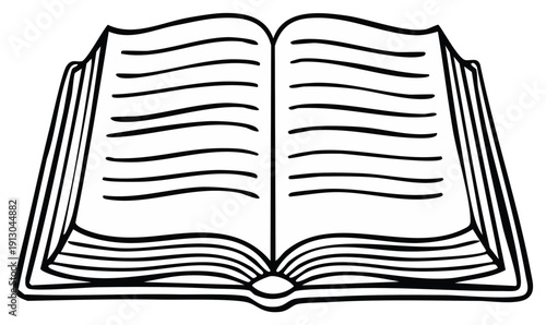 Open book with blank lined pages symbol for knowledge education learning and literature