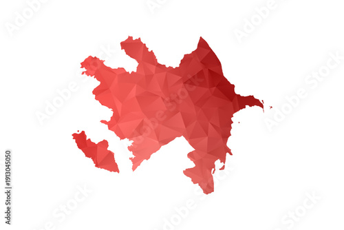 Azerbaijan Map - Polygon Style Vector Illustration in Red Gradient, Low Poly Geometric Design, Isolated on White Background, Perfect for Infographics, Reports, and Educational Materials.