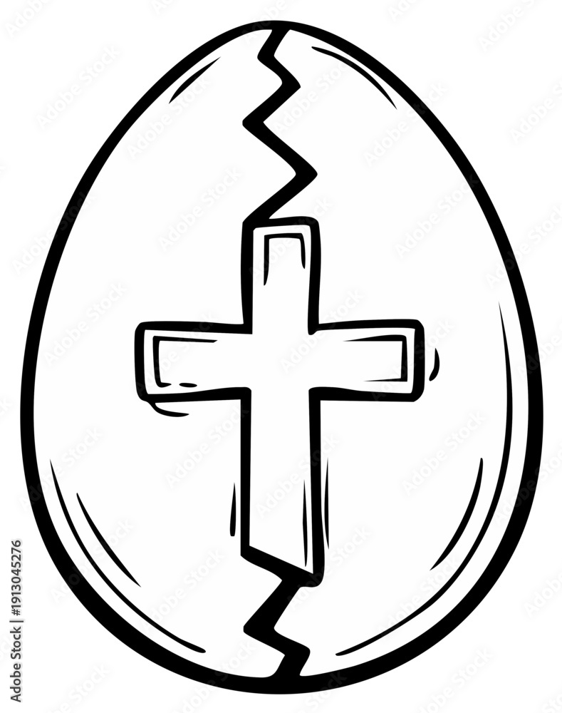 Fototapeta premium Easter egg cracking open to reveal a cross symbol