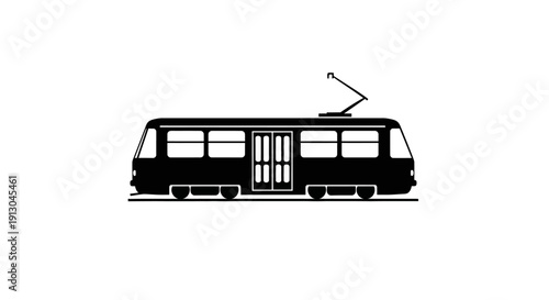 Black silhouette of a city tram.
