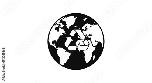 Black and White Globe with Shopping Bags.