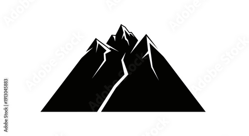 Black silhouette of mountain peaks.
