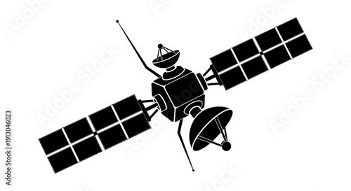 Satellite in Space Orbiting Earth System.
