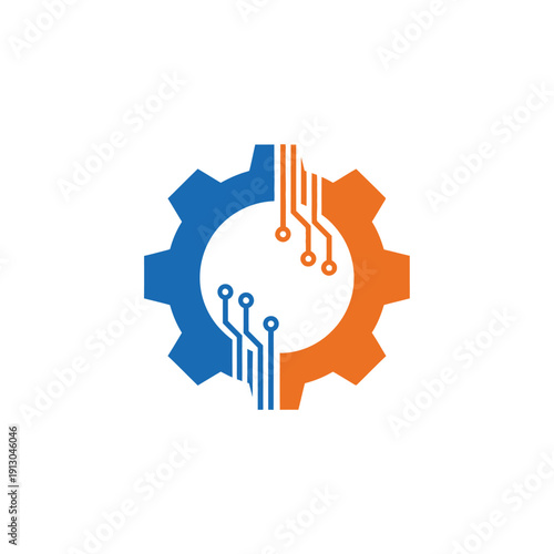 Abstract Gear with Circuitry Technology Illustration