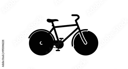 Black Bicycle Silhouette Side View Illustration.