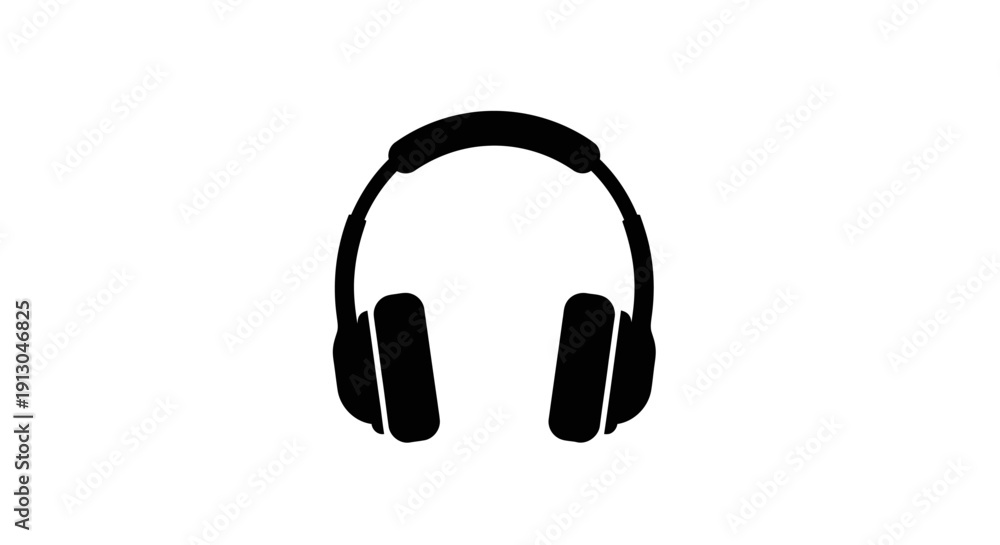 Fototapeta premium Black Stereo Headphones Close Up View.