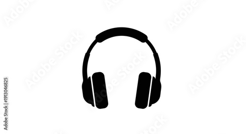 Black Stereo Headphones Close Up View.