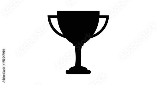 Black trophy cup with handles.