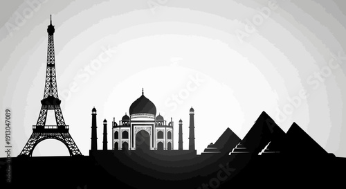 Silhouette of Famous Landmarks Monuments.