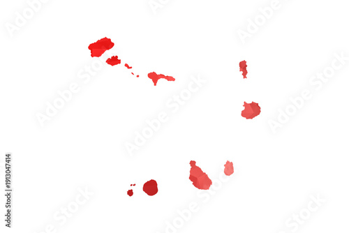 Cabo Verde Map - Polygon Style Vector Illustration in Red Gradient, Low Poly Geometric Design, Isolated on White Background, Perfect for Infographics, Reports, and Educational Materials.