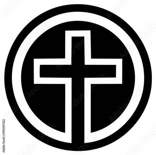Christian Cross Symbol Within Circle Emblem Religious Iconography Spirituality Concept