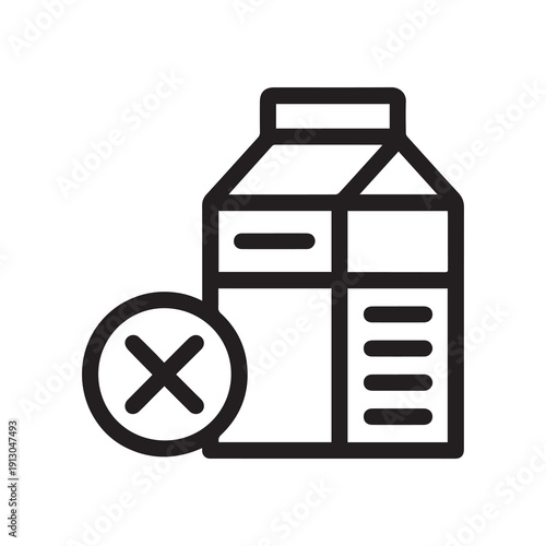 Milk carton with prohibition symbol emphasizing dairy avoidance or restriction