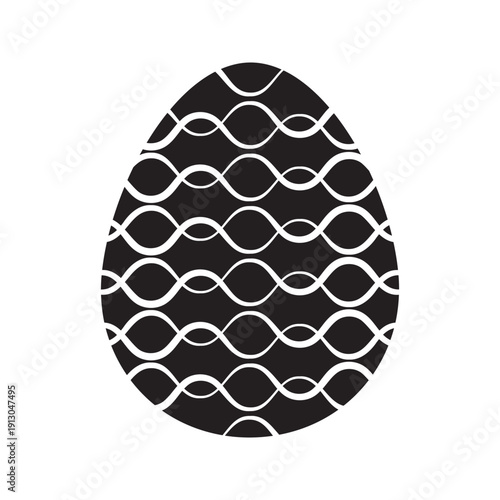 Easter egg silhouette icons with decorative patterns