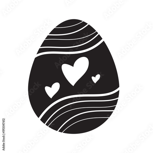 Easter egg silhouette icons with decorative patterns