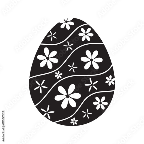 Easter egg silhouette icons with decorative patterns