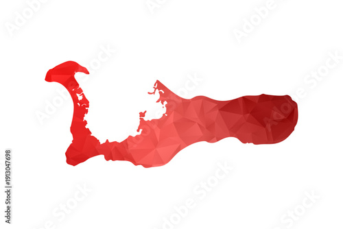 Cayman Islands Map - Polygon Style Vector Illustration in Red Gradient, Low Poly Geometric Design, Isolated on White Background, Perfect for Infographics, Reports, and Educational Materials.