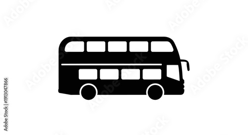 Double decker bus side view.