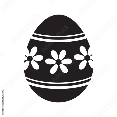 Easter egg silhouette icons with decorative patterns