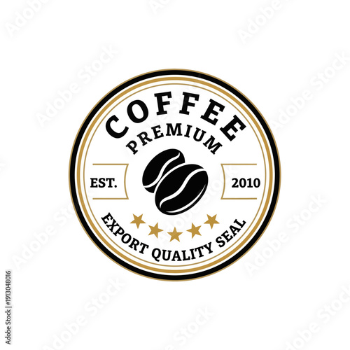 Premium Coffee Export Quality Seal Logo Design.