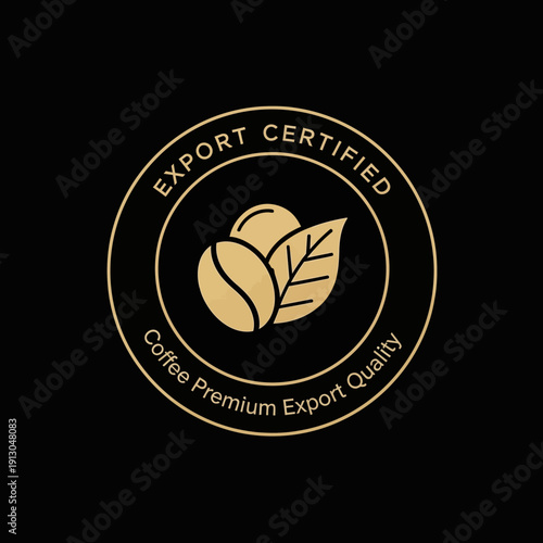 Export Certified Coffee Premium Quality Logo Design.
