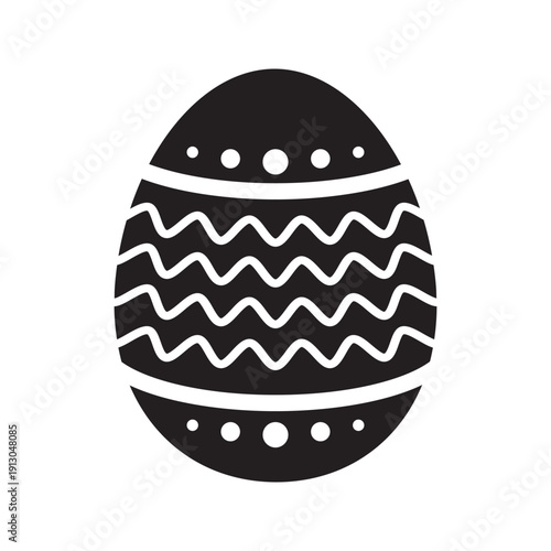 Easter egg silhouette icons with decorative patterns