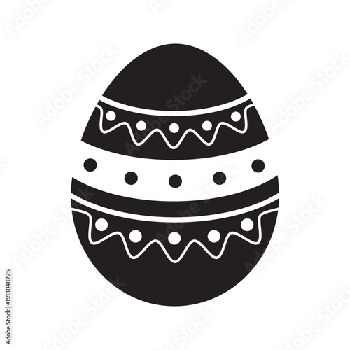 Easter egg silhouette icons with decorative patterns