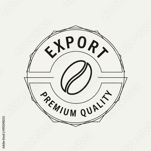 Black and white coffee bean export premium quality logo design.