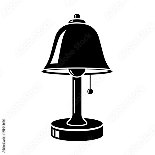 Black and white desk lamp illustration.