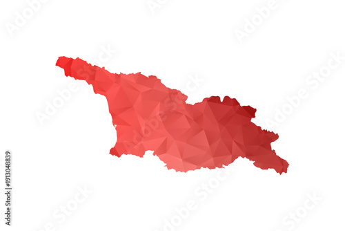 Georgia Map - Polygon Style Vector Illustration in Red Gradient, Low Poly Geometric Design, Isolated on White Background, Perfect for Infographics, Reports, and Educational Materials.