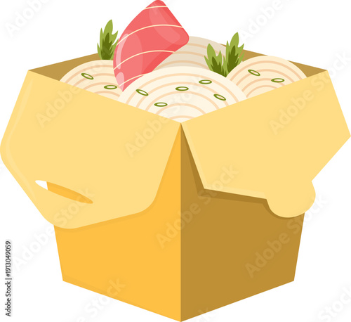 Japanese Food and Sushi Illustration Set Asian Cuisine Elements