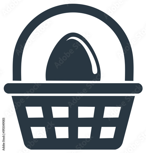 Minimalist vector icon depicting an egg inside a carrying basket