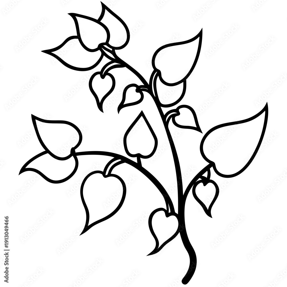 Fototapeta premium Hyacinth Bean Vine with Flowers - Abundant Growth Vector Art