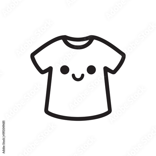 Cute white t shirt with playful smiling face design on clean background