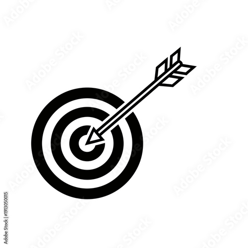 Black and white target with arrow.