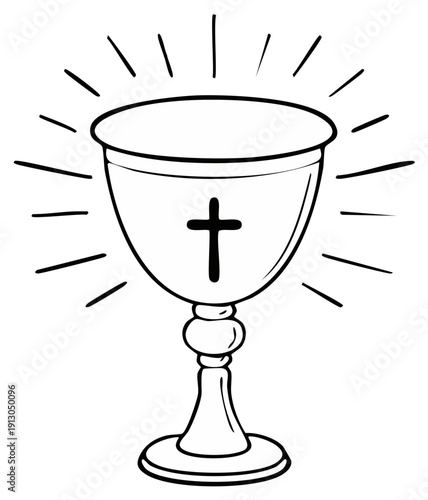 Radiant Chalice with Christian Cross Symbol Illustrating Sacred Communion and Divine Blessing