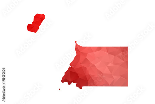 Equatorial Guinea Map - Polygon Style Vector Illustration in Red Gradient, Low Poly Geometric Design, Isolated on White Background, Perfect for Infographics, Reports, and Educational Materials.