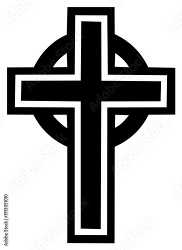 Black and White Celtic Cross Symbol Iconic Religious Christianity Symbol of Faith