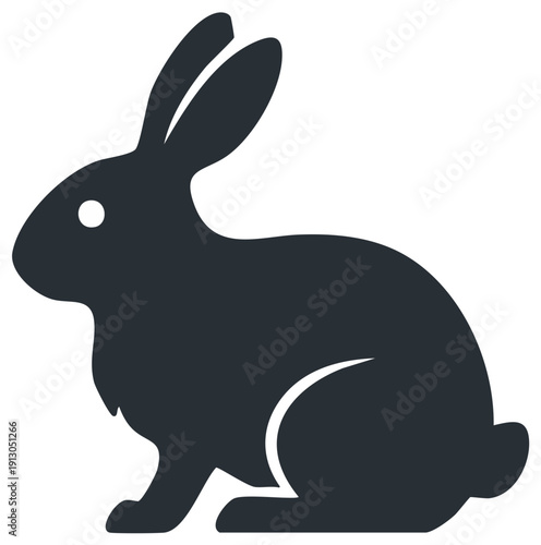 Simple Silhouette of a Sitting Rabbit with Long Ears