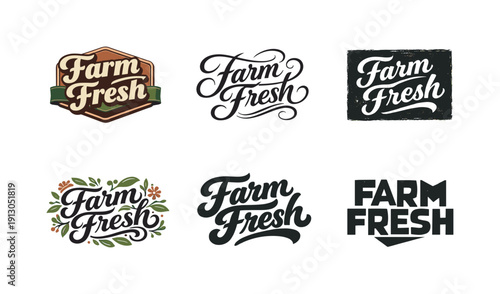 Vintage farmhouse lettering. Set lettering. harmonious lettering variations of the same emblematic concept, each with different artistic