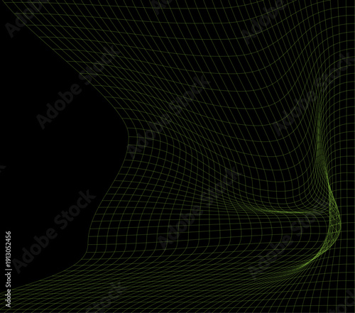 Dynamic Green Grid Design Symbolizing Gravitational Fields and Mathematical Abstraction