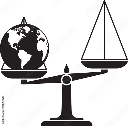 Earth Globe on Balance Scale Vector Illustration Isolated on White Background
