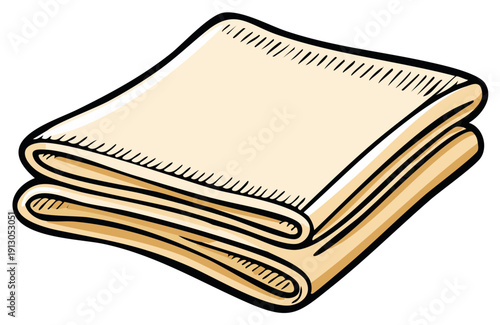 Neatly Folded Fabric Swatch or Cloth With Light Beige Hue